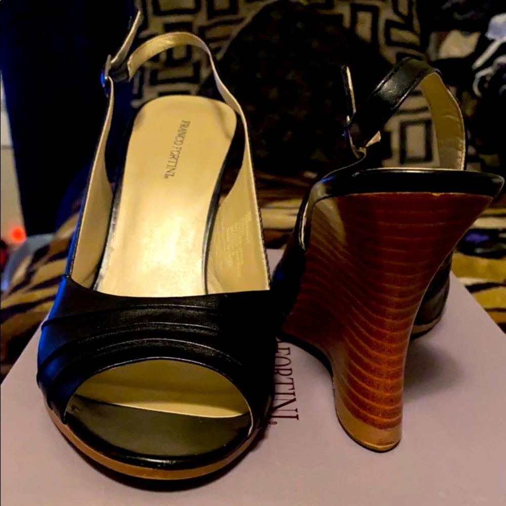 Size 8 1/2 M Black Franco Fortini “Amethyst” wedges